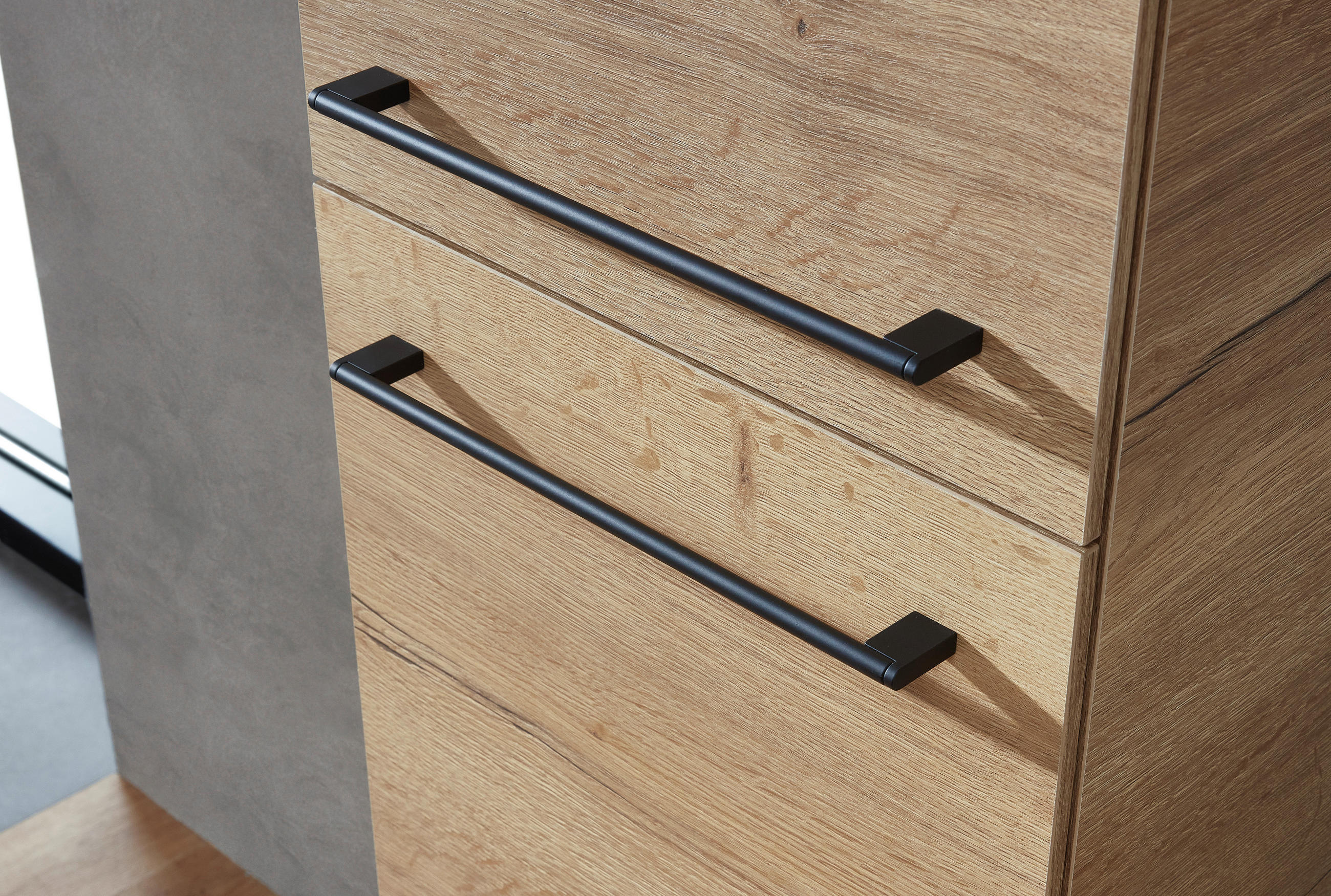 Thumbnail - Sadena Hochschrank Basel, Eiche, Metall, 4 Fächer, 45x168x31.8 cm, Made in Germany, hängend, Badezimmer, Badezimmerschrä...
