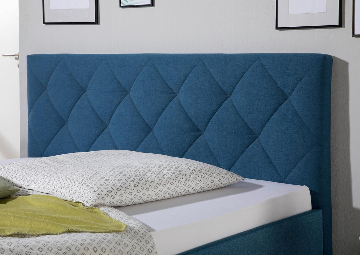 POLSTERBETT 100/200 cm,  in Blau,  - Blau/Schwarz, MODERN, Holz/Textil (100/200cm) - Livetastic