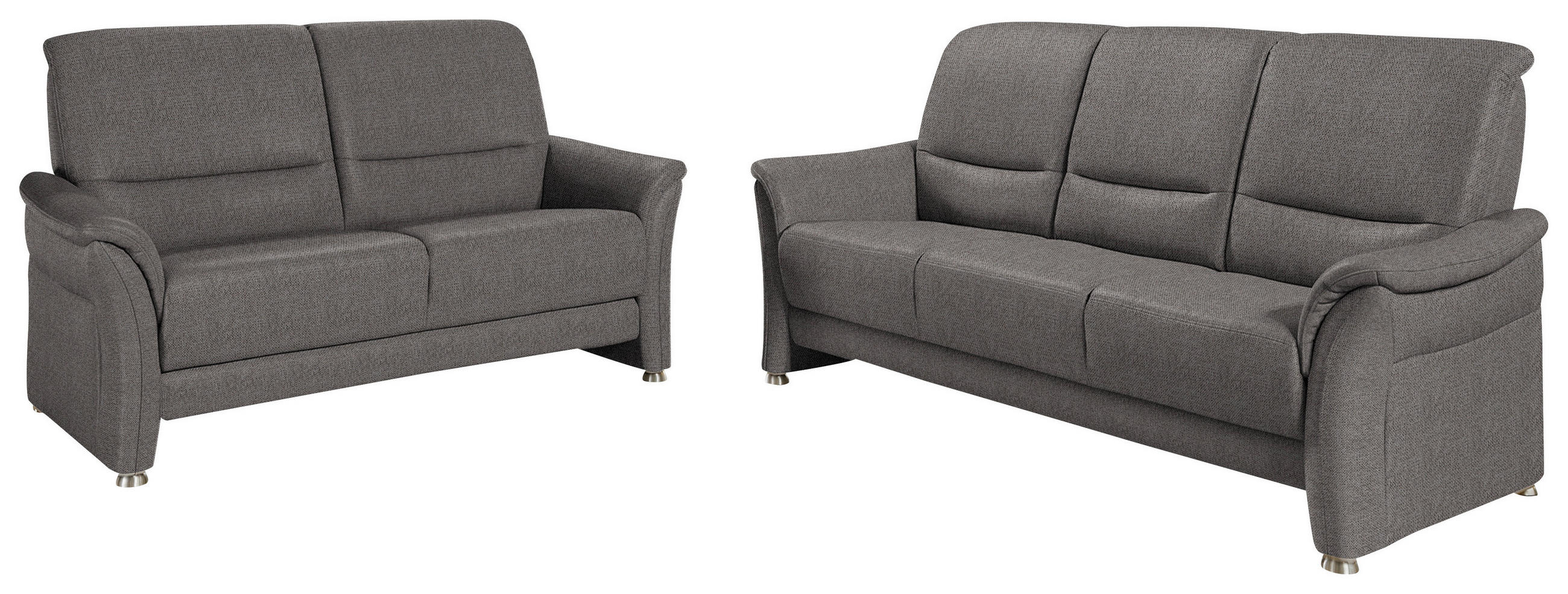 SITZGARNITUR  in Flachgewebe Dunkelbraun  - Dunkelbraun/Alufarben, KONVENTIONELL, Textil/Metall (198/172/96/93cm) - Beldomo Premium