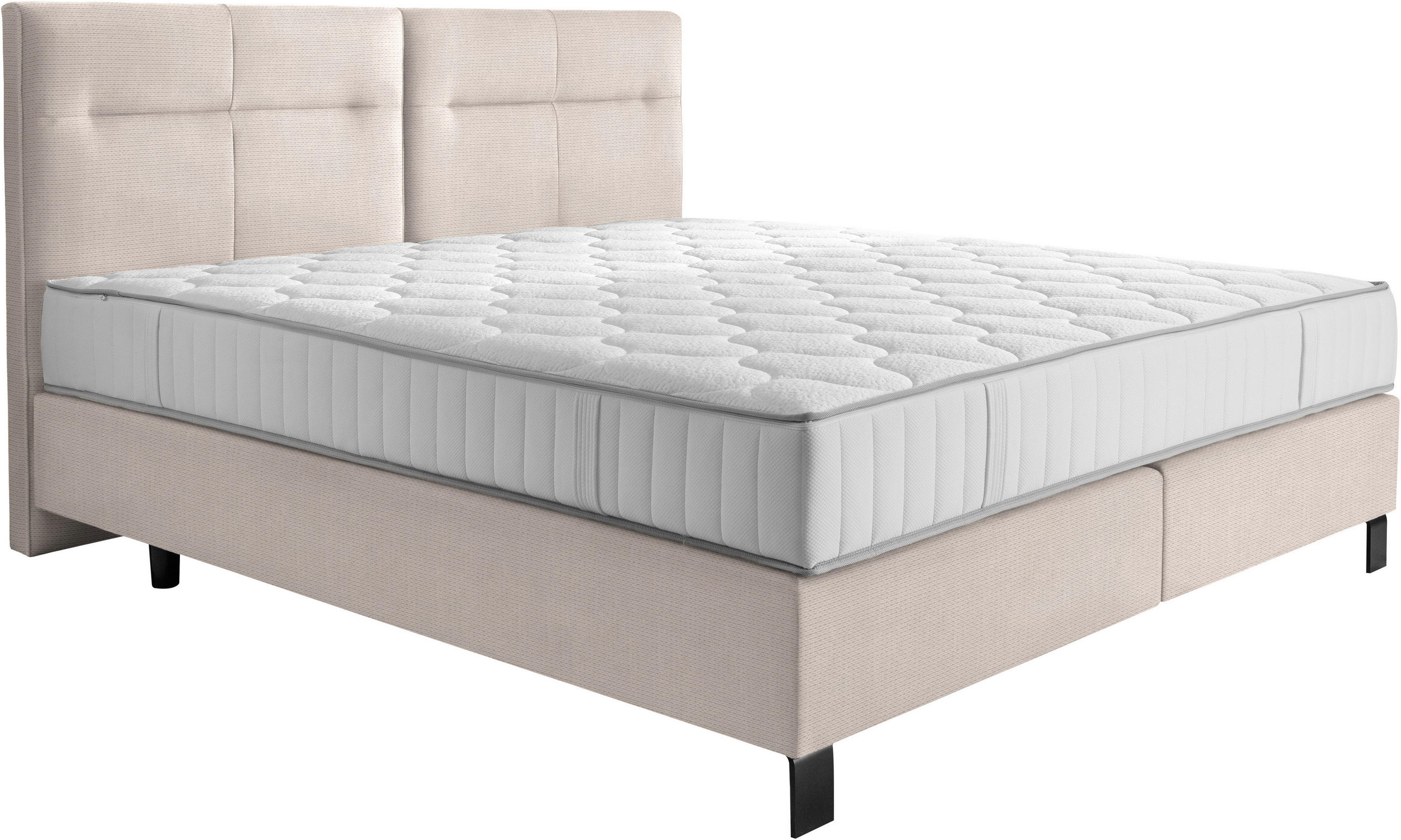 BOXSPRINGBETT 180/220 cm  in Ecru  - Ecru/Schwarz, KONVENTIONELL, Textil/Metall (180/220cm) - Esposa