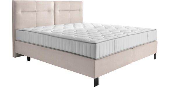 BOXSPRINGBETT 200/220 cm  in Ecru  - Ecru/Schwarz, KONVENTIONELL, Textil/Metall (200/220cm) - Esposa