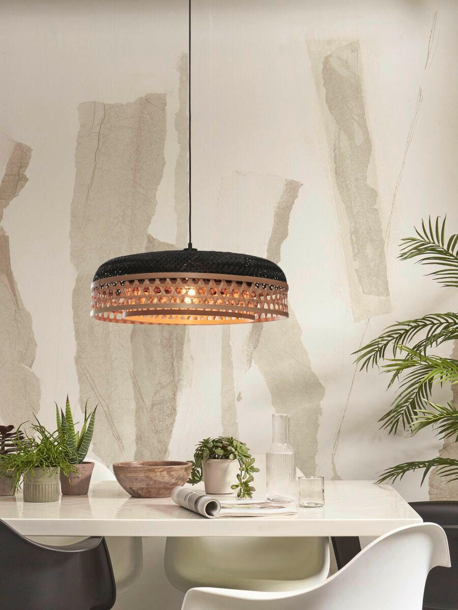 HÄNGELEUCHTE 60/18 cm  - Schwarz/Naturfarben, Trend, Naturmaterialien (60/18cm) - Good & Mojo