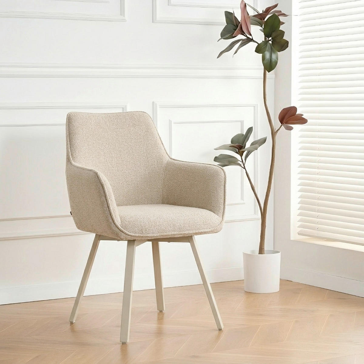 ARMLEHNSTUHL  Sitzfläche 180° drehbar, automatische Rückholfunktion Mikrofaser  Beige  - Beige, Design, Textil/Metall (64/88/63cm) - Milino