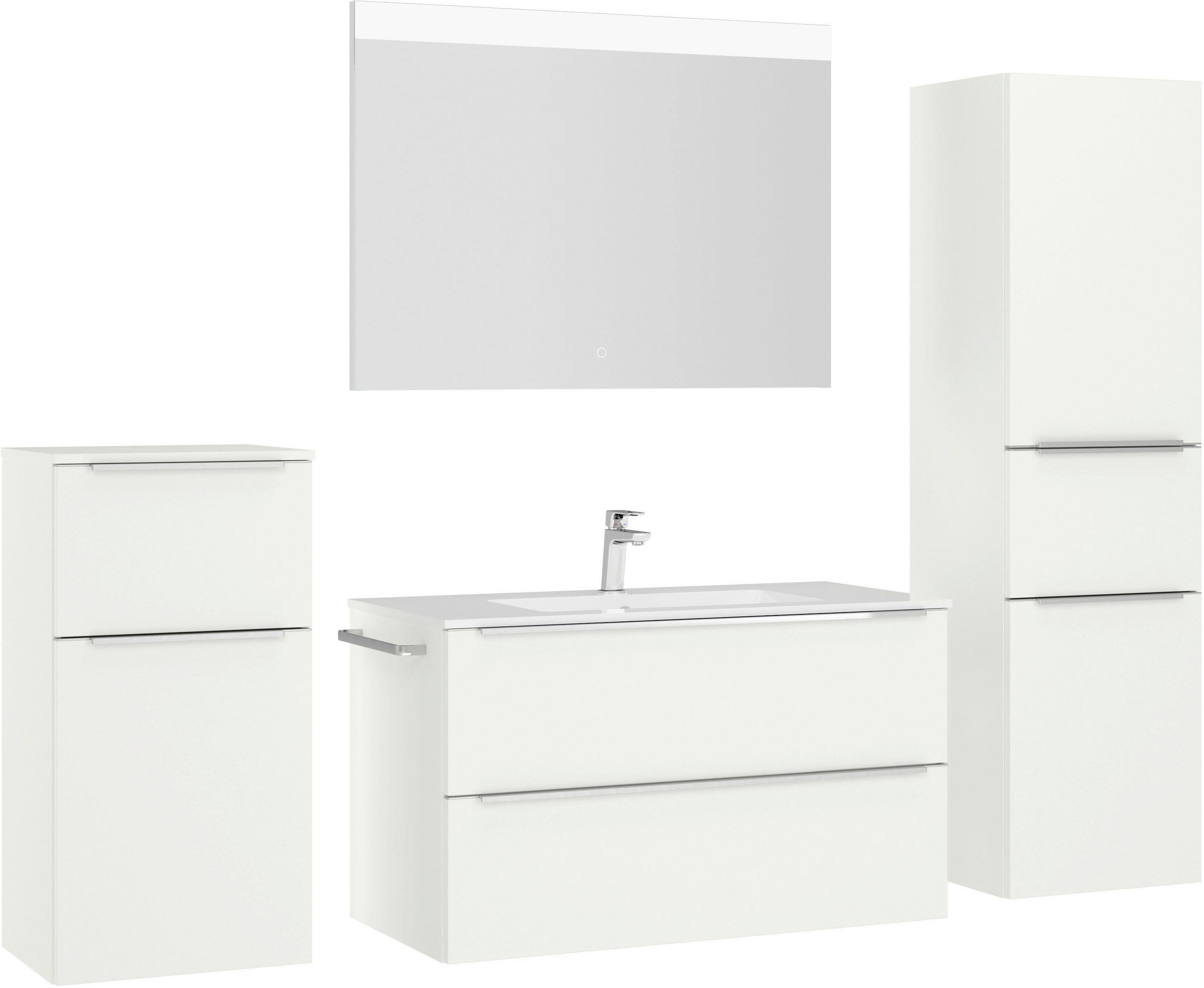 BADEZIMMER 5-teilig  in 191 cm  - Edelstahlfarben/Weiß, MODERN, Glas/Holzwerkstoff (191cm) - Nobilia