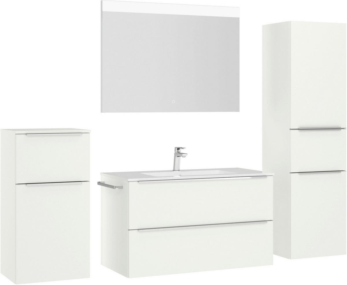 BADEZIMMER 5-teilig  in 191 cm  - Edelstahlfarben/Weiß, MODERN, Glas/Holzwerkstoff (191cm) - Nobilia