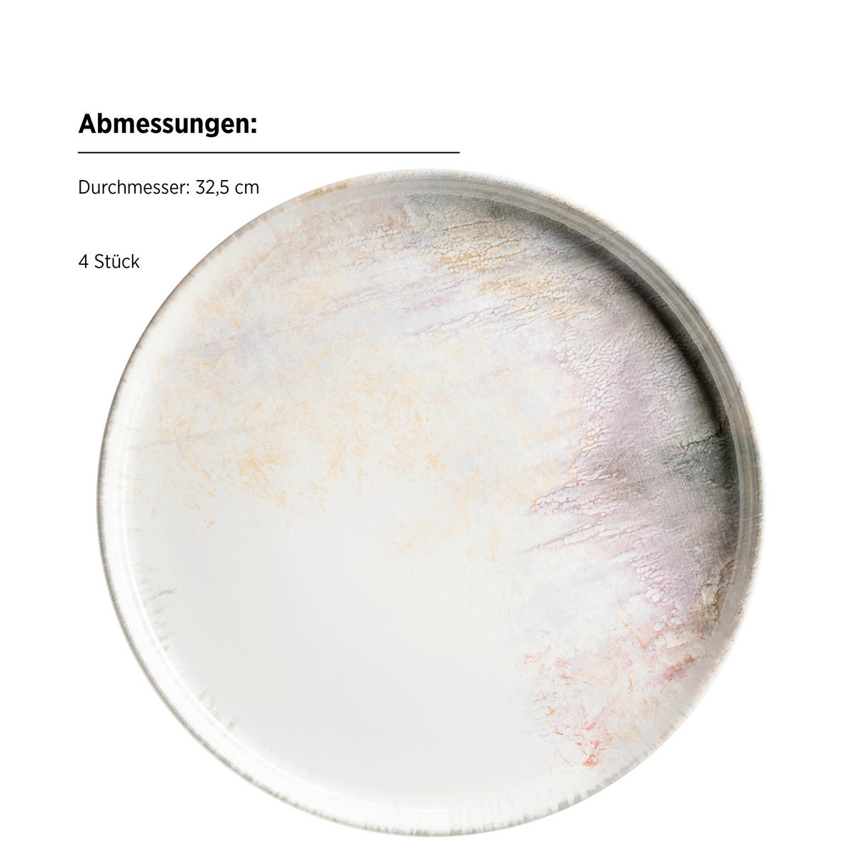 PLATZTELLER AQUARELLIA LILA 4-teilig  - Lila/Weiß, Basics, Keramik (32,5/2,5cm) - Mäser