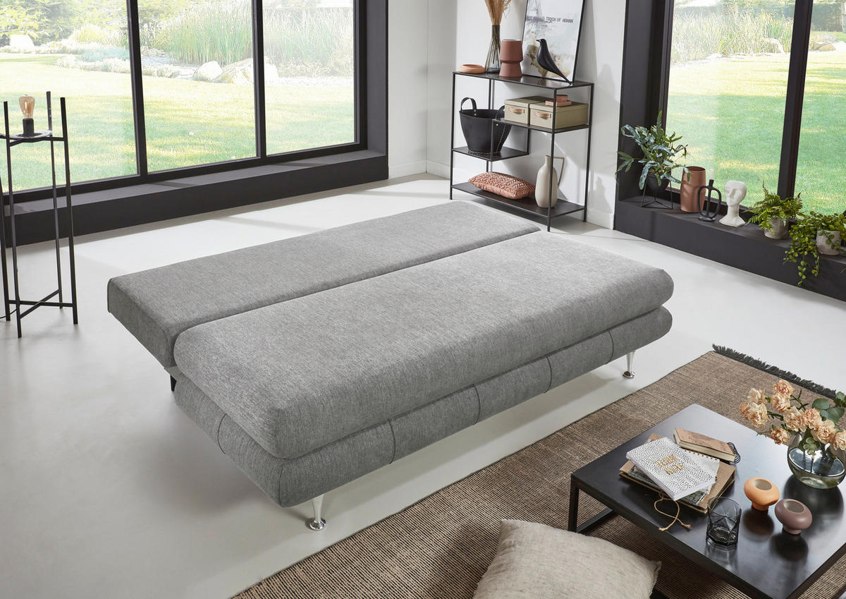 SCHLAFSOFA Webstoff Grau  - Taupe/Edelstahlfarben, KONVENTIONELL, Kunststoff/Textil (190/93/92cm) - Carryhome