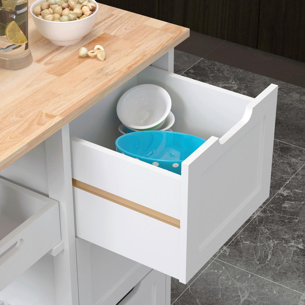 KÜCHENINSEL   in Naturfarben, Weiß  - Weiß/Naturfarben, Basics, Holz/Holzwerkstoff (67/84/37cm) - MID.YOU