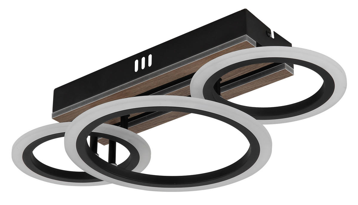 LED-DECKENLEUCHTE 46/25/11,5 cm   - Dunkelbraun/Schwarz, Natur, Holzwerkstoff/Kunststoff (46/25/11,5cm) - Globo