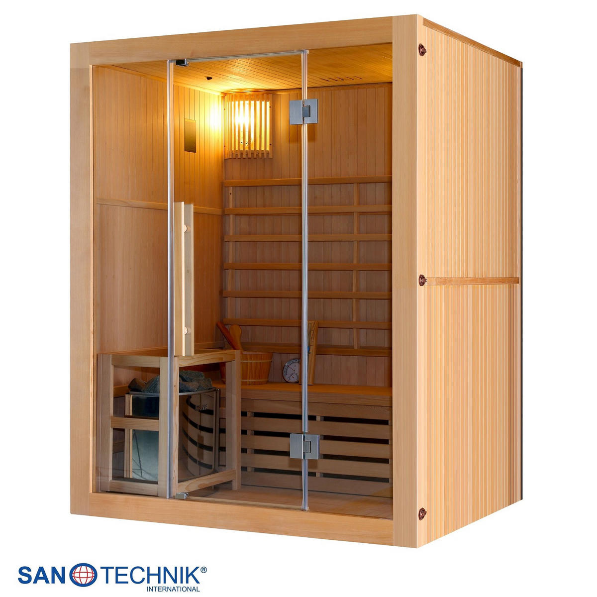 SAUNA für 3 Personen  - Basics, Holz (150/190/120cm)