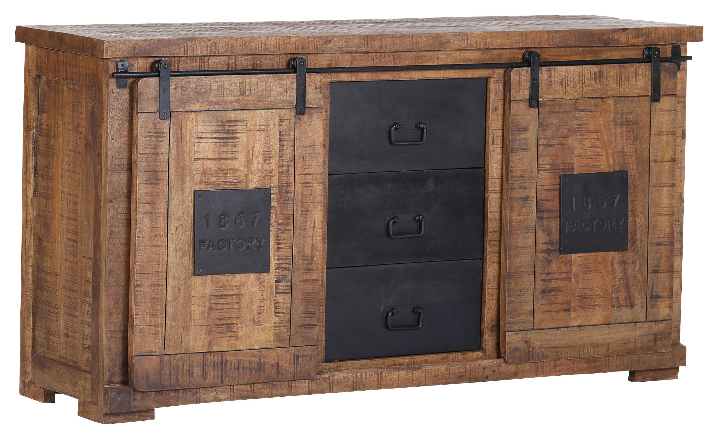 SIDEBOARD  in 160/85/45 cm  - Schwarz/Naturfarben, LIFESTYLE, Holz/Metall (160/85/45cm) - Landscape