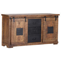 SIDEBOARD  in 160/85/45 cm  - Schwarz/Naturfarben, LIFESTYLE, Holz/Metall (160/85/45cm) - Landscape