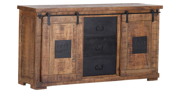 SIDEBOARD  in 160/85/45 cm  - Schwarz/Naturfarben, LIFESTYLE, Holz/Metall (160/85/45cm) - Landscape