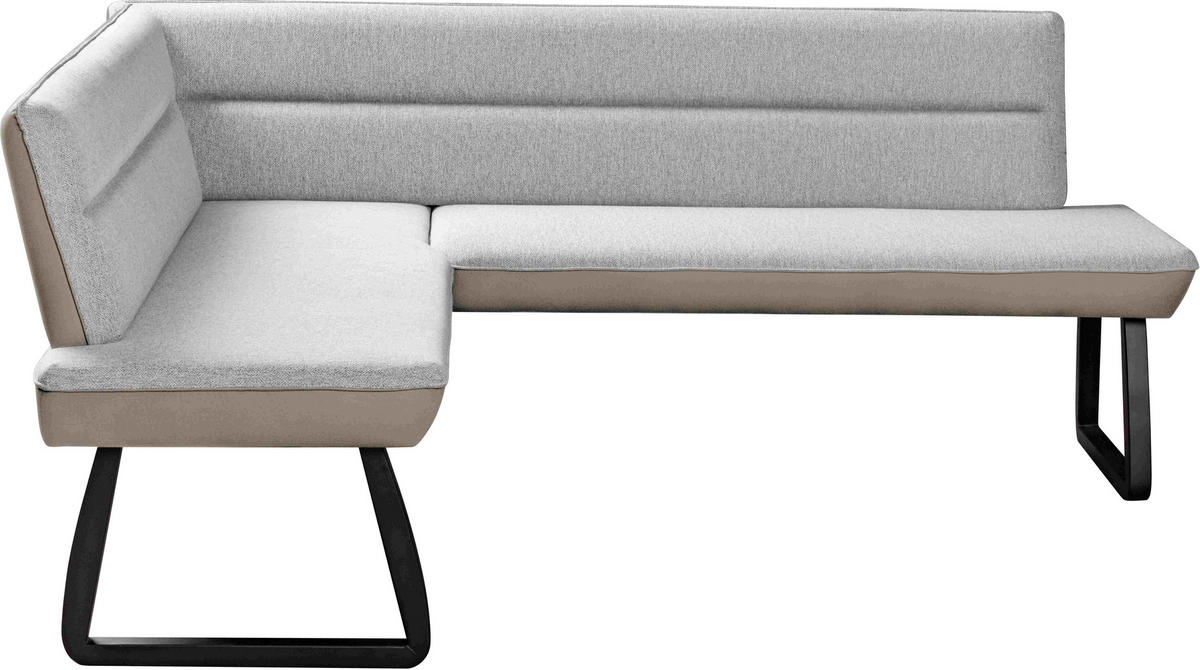 ECKBANK 178/210 cm Webstoff Hellgrau, Beige Buche vollmassiv   - Beige/Hellgrau, KONVENTIONELL, Holz/Textil (178/210cm) - Novel