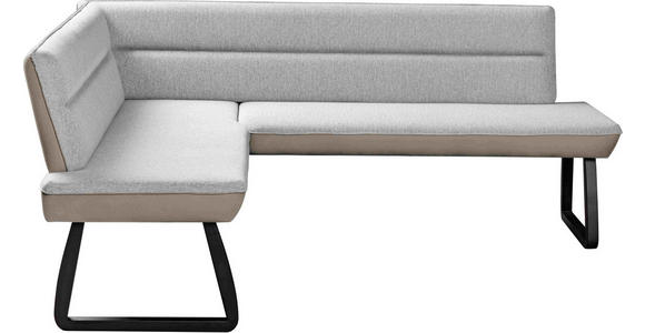 ECKBANK 178/210 cm Webstoff Hellgrau, Beige Buche vollmassiv - Beige/Hellgrau, KONVENTIONELL, Holz/Textil (178/210cm) - Novel