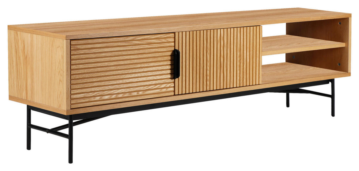 LOWBOARD  in 160/50/40 cm  - Eichefarben/Schwarz, LIFESTYLE, Holz/Holzwerkstoff (160/50/40cm) - home24