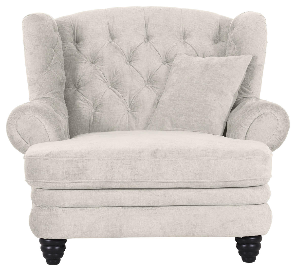 XXL-SESSEL in Chenille Creme  - Creme/Schwarz, Design, Holz/Textil (127/106/149cm) - Landscape