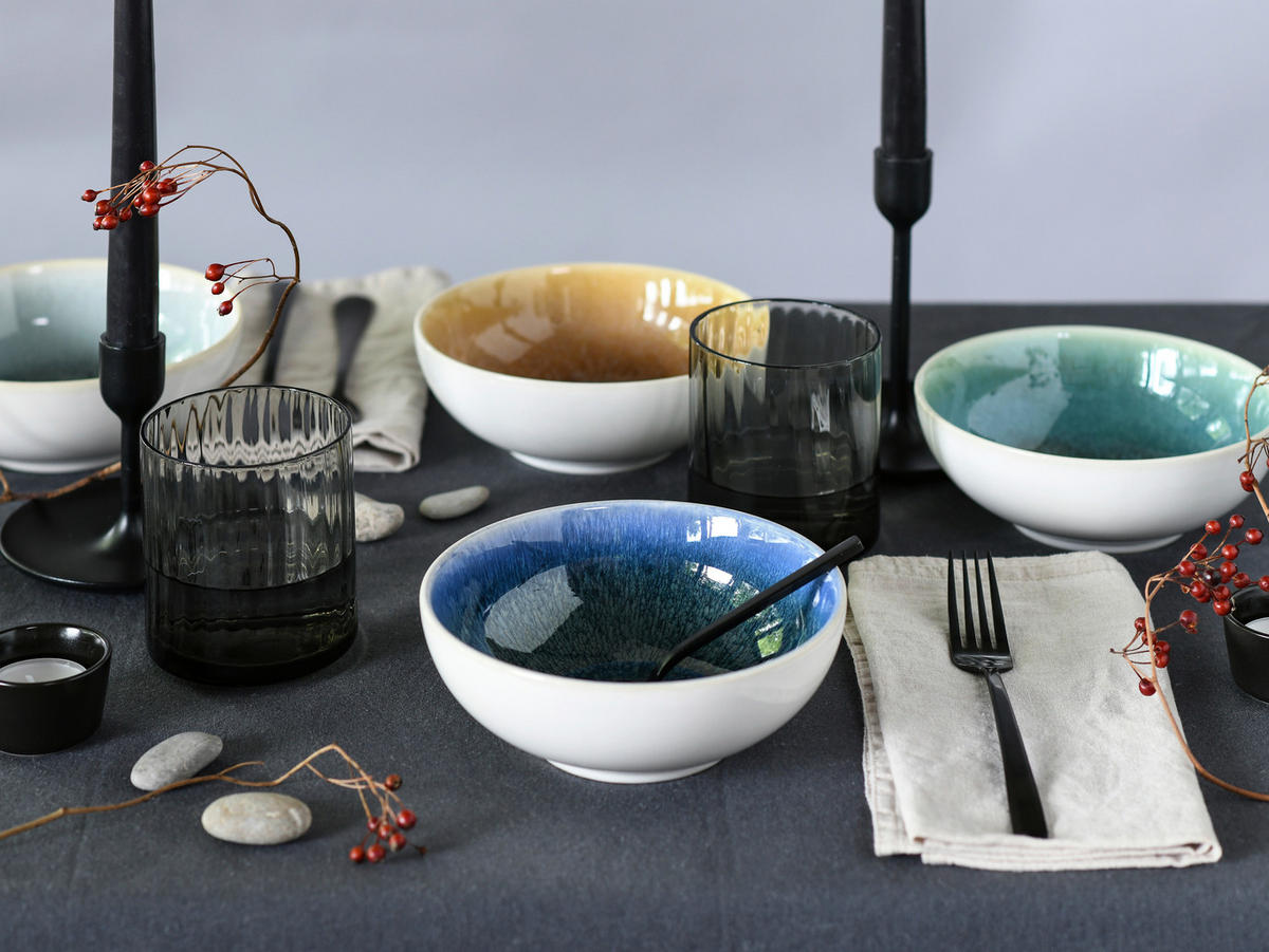 SCHÜSSELSET 4-teilig Caldera Mix   - Türkis/Bernsteinfarben, Basics, Keramik (16,5/6cm) - Creatable