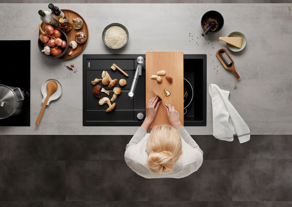SPÜLE 525918  - Schwarz, Basics, Stein (86/19/50cm) - Blanco