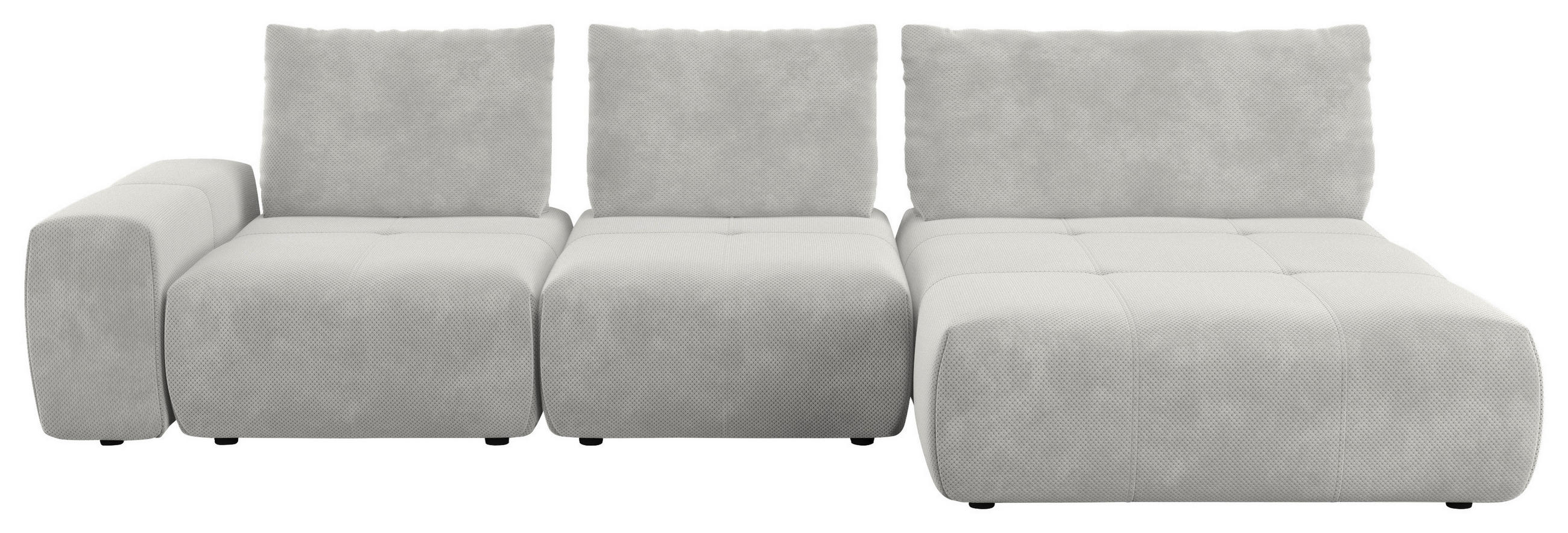 ECKSOFA in Velours Hellgrau  347/174 cm  - Hellgrau/Schwarz, Design, Kunststoff/Textil (347/174cm) - Xora