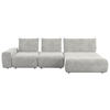 ECKSOFA in Velours Hellgrau  - Hellgrau/Schwarz, Design, Kunststoff/Textil (347/174cm) - Xora
