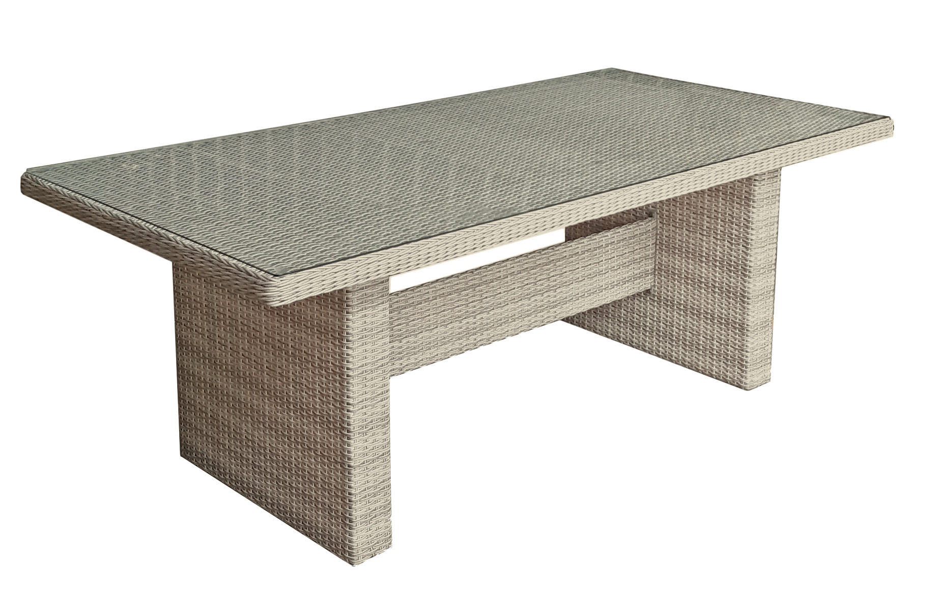 ZAHRADNÍ STŮL, kov, plast, sklo, 200/100/75 cm - šedá/čiré, Basics, kov/plast (200/100/75cm) - Gardenson