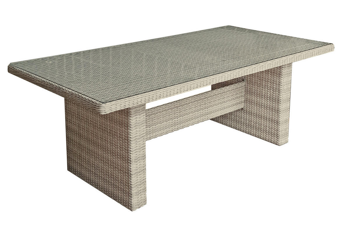 ZAHRADNÍ STŮL, kov, plast, sklo, 200/100/75 cm - šedá/čiré, Basics, kov/plast (200/100/75cm) - Gardenson