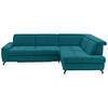ECKSOFA in Chenille Petrol  - Petrol/Schwarz, Design, Textil/Metall (310/220cm) - Beldomo Style