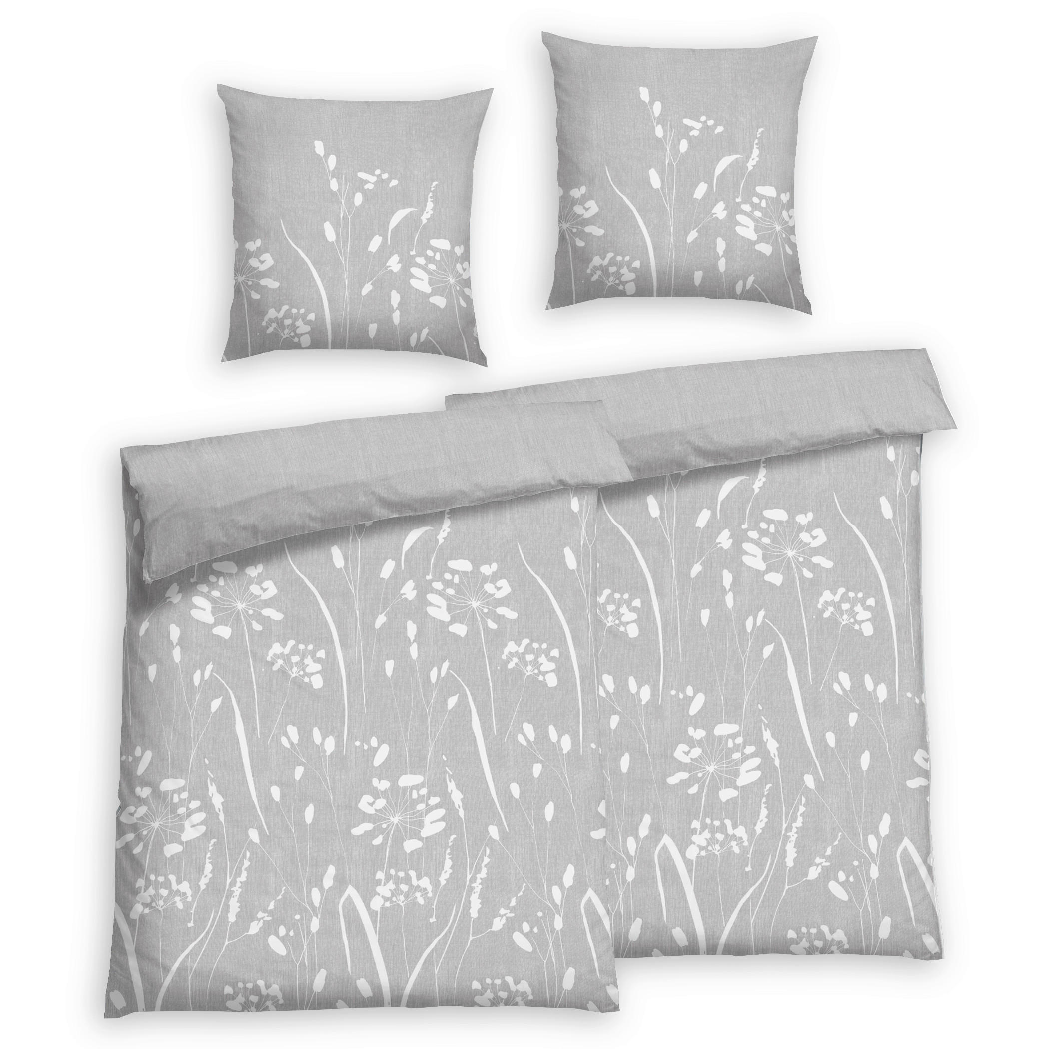 Bettwäsche 2er Set 4-teilig Satin 135/200 cm  - Hellgrau, Basics, Textil (135/200cm) - Florella
