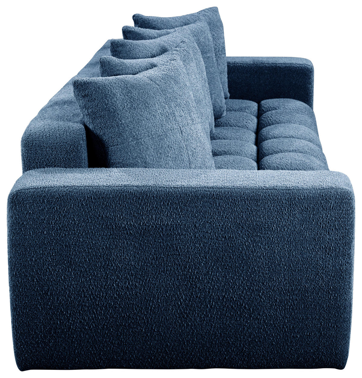 SCHLAFSOFA in Struktur, Bouclé Blau  - Blau/Schwarz, Basics, Kunststoff/Textil (250/86/140cm) - Livetastic