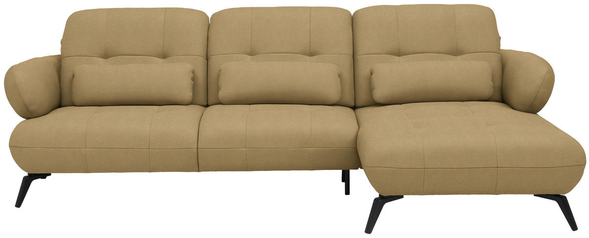 ECKSOFA Flachgewebe Honig  - Schwarz/Honig, Design, Textil/Metall (282/189cm) - Novel