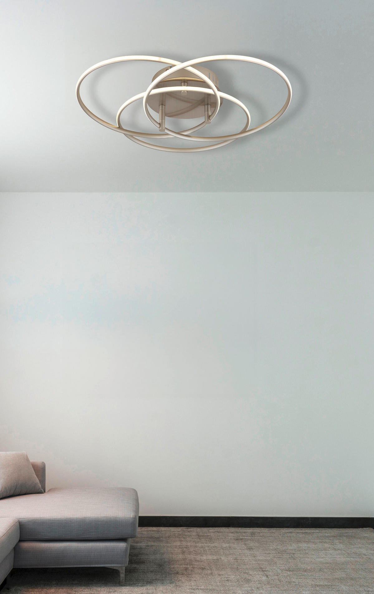 LED-DECKENLEUCHTE 45,6/9,4 cm   - Weiß/Nickelfarben, Design, Kunststoff/Metall (45,6/9,4cm) - Globo