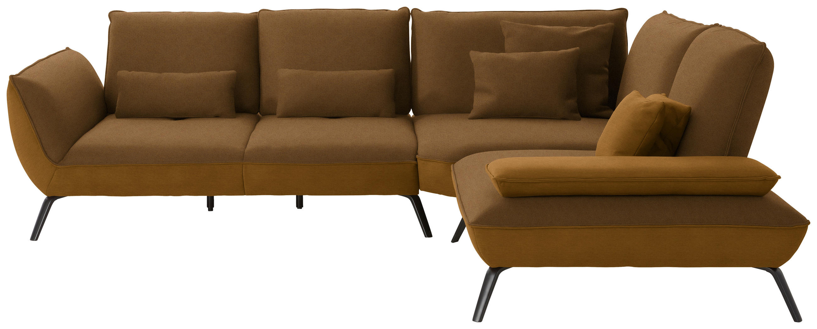 ECKSOFA in Flachgewebe Orange  - Schwarz/Orange, Design, Textil/Metall (310/250cm) - Moderano
