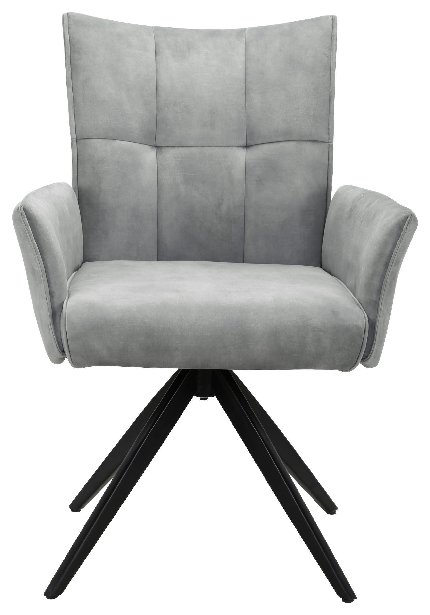ARMLEHNSTUHL  in Eisen Samt  - Hellgrau/Schwarz, Design, Textil/Metall (62/92/66cm) - Hom`in