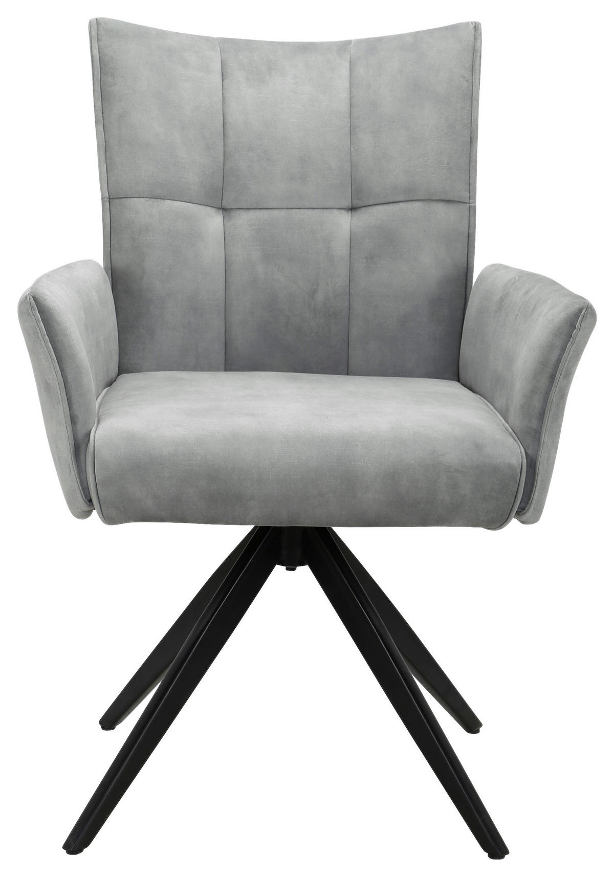 ARMLEHNSTUHL  in Eisen Samt  - Hellgrau/Schwarz, Design, Textil/Metall (62/92/66cm) - Hom`in