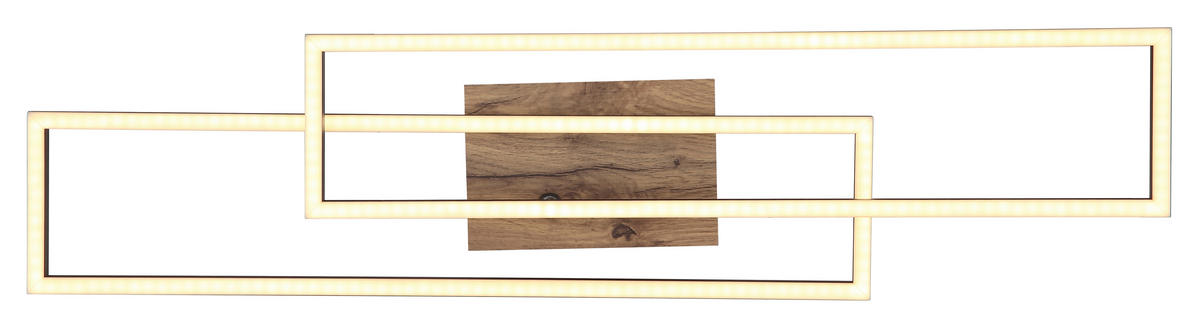 LED-DECKENLEUCHTE Dakari 80/60/8 cm  - Schwarz/Braun, Design, Holzwerkstoff/Kunststoff (80/60/8cm) - Globo