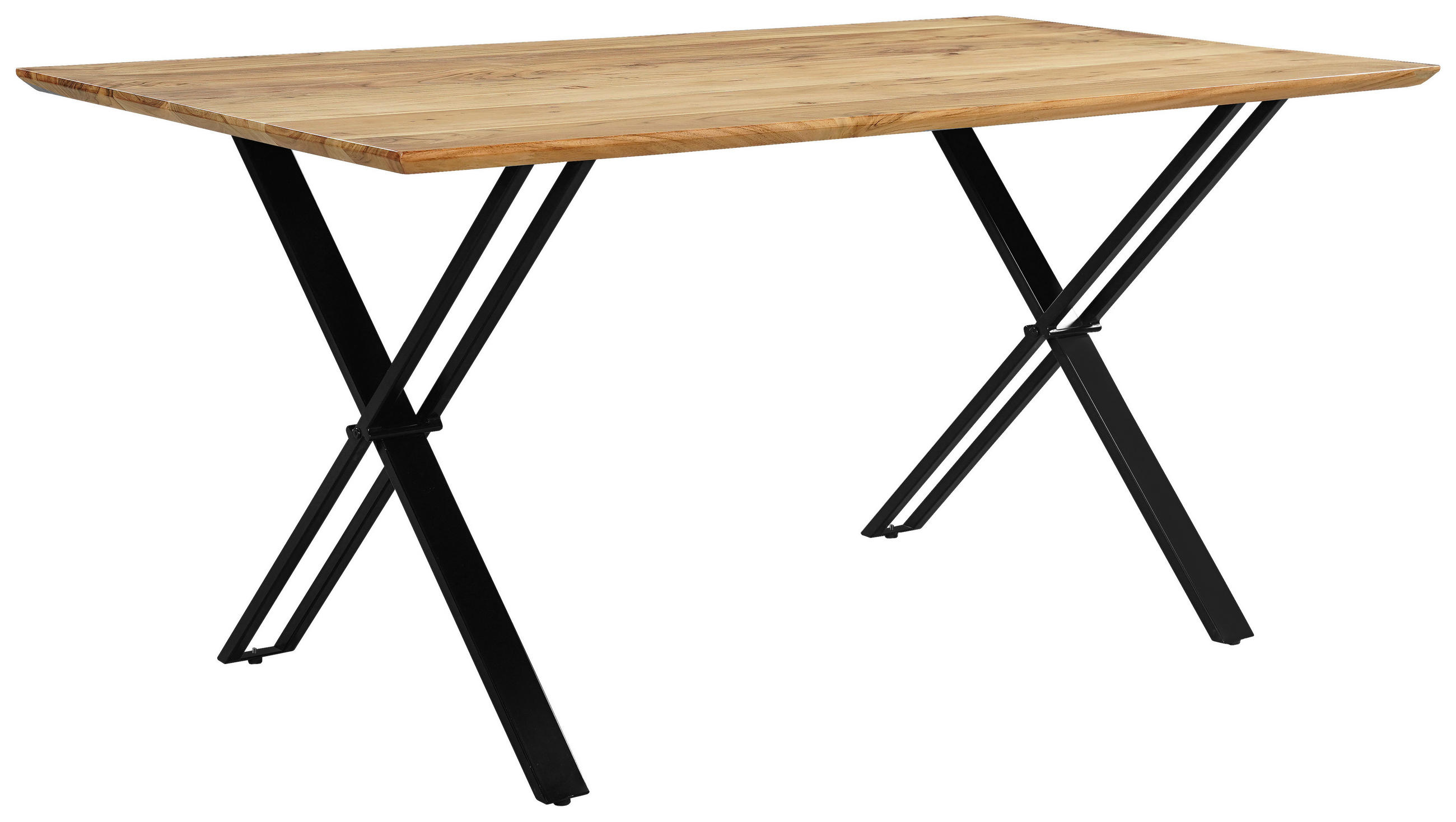 ESSTISCH 160/85/76 cm Echtholz  Holz, Metall rechteckig Schwarz, Akaziefarben  - Schwarz/Akaziefarben, Lifestyle, Holz/Metall (160/85/76cm) - Linea Natura
