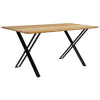ESSTISCH 160/85/76 cm Echtholz  Holz, Metall rechteckig Schwarz, Akaziefarben  - Schwarz/Akaziefarben, Lifestyle, Holz/Metall (160/85/76cm) - Linea Natura