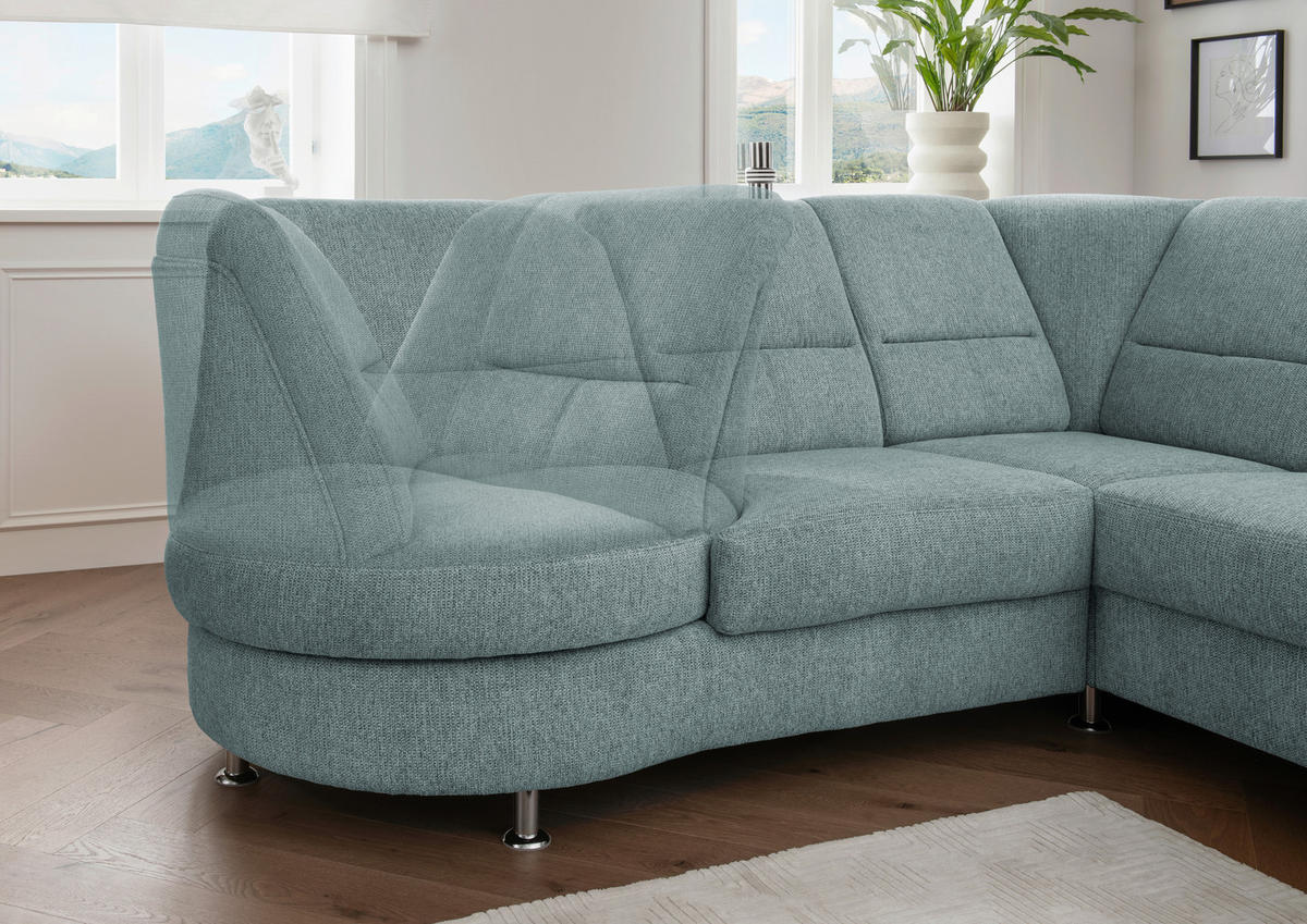 ECKSOFA in Chenille Blau  - Chromfarben/Blau, Modern, Textil/Metall (236/275cm) - Livetastic