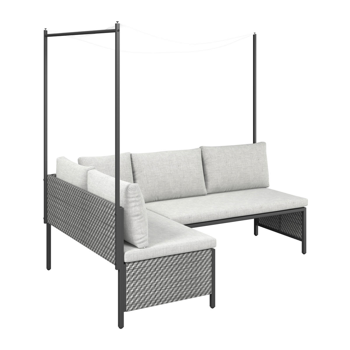 Set Lounge 2 piese   188/172/124 cm  - alb/antracit, Romantik / Landhaus, metal/textil (188/172cm) - Ambia Garden