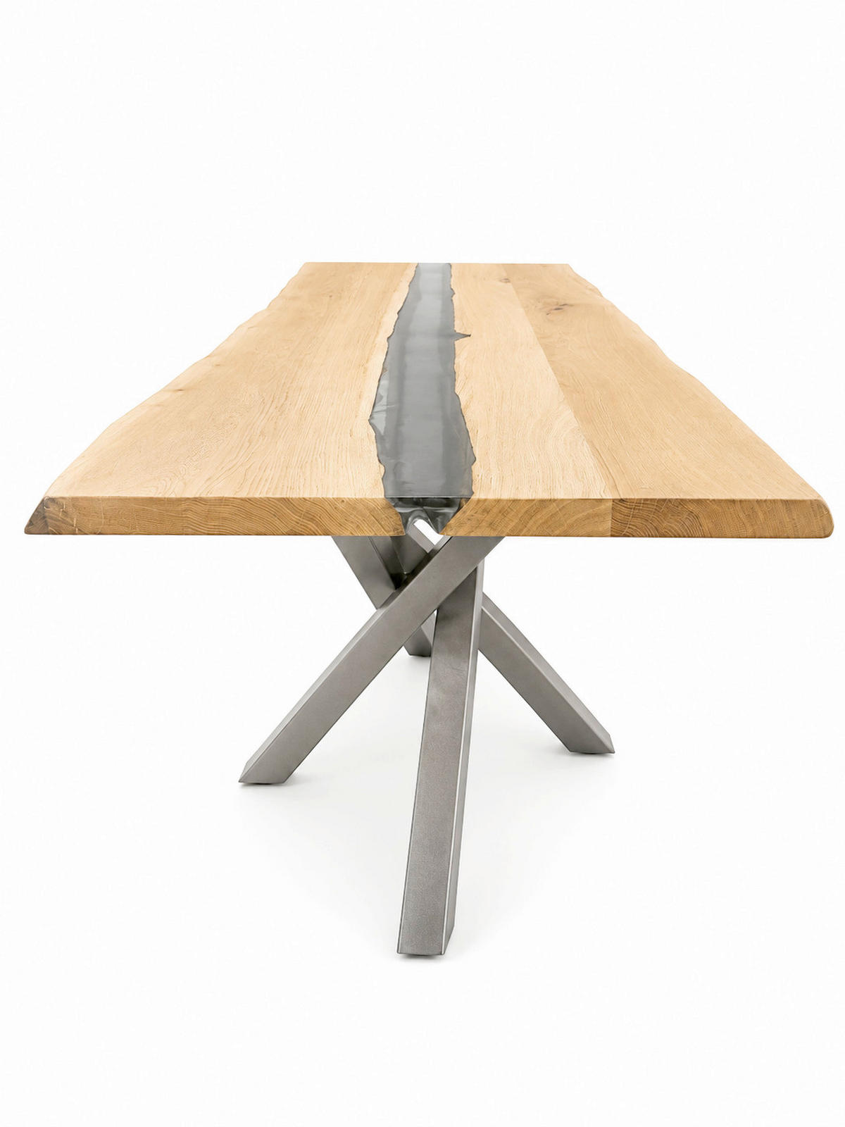ESSTISCH 200/90/76 cm Echtholz  Holz rechteckig Eichefarben, Dunkelgrau  - Dunkelgrau/Eichefarben, LIFESTYLE, Holz/Metall (200/90/76cm) - Linea Natura
