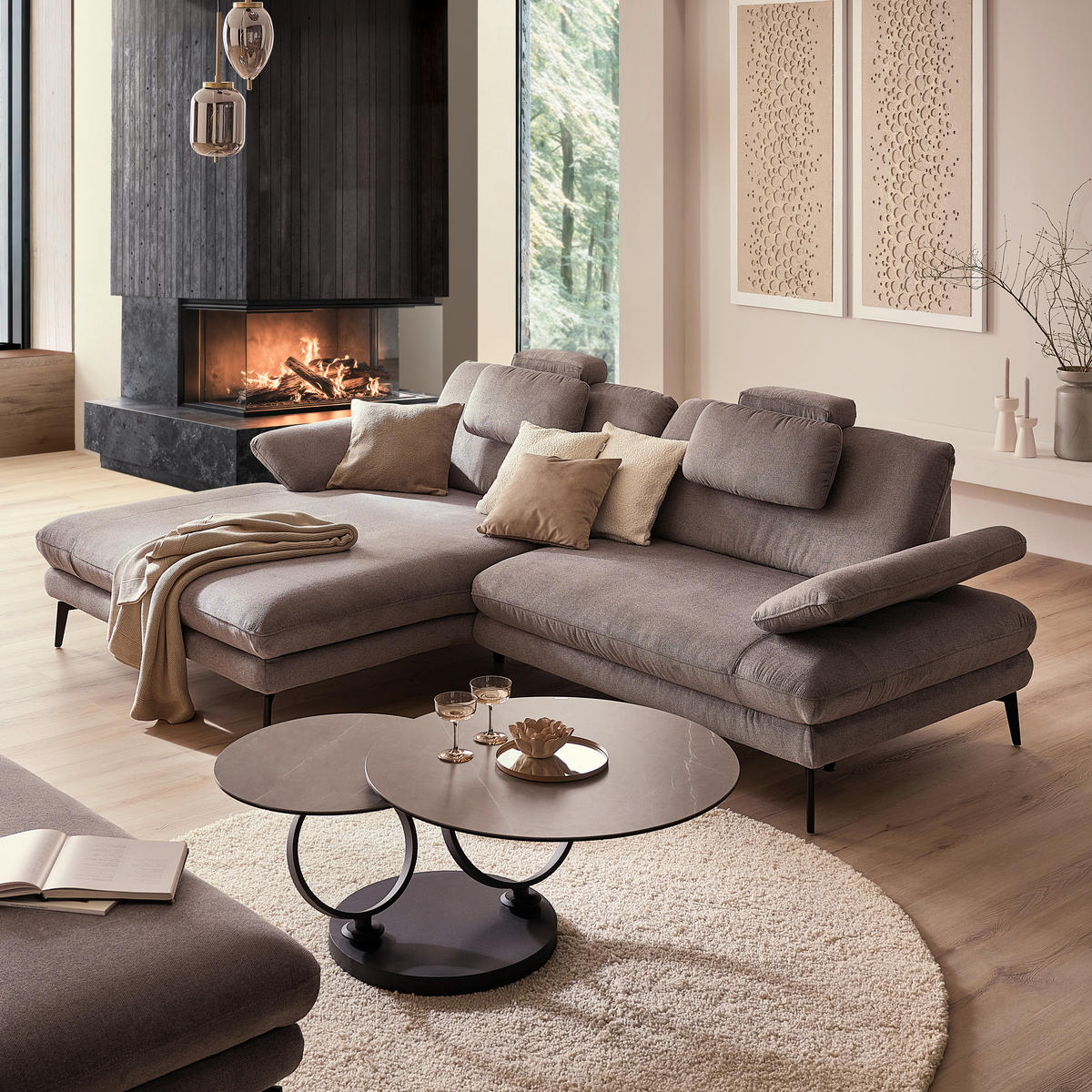 ECKSOFA in Webstoff Grau  - Schwarz/Grau, Design, Textil/Metall (180/284cm) - Dieter Knoll