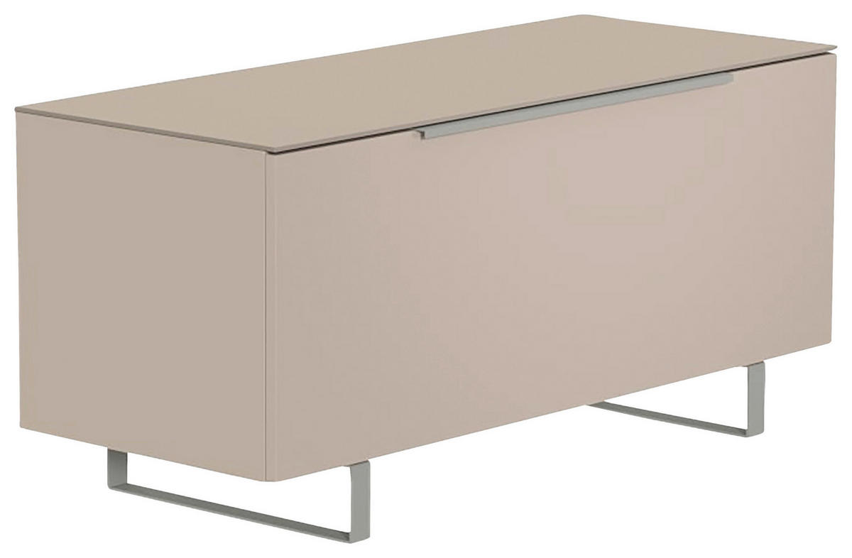 LOWBOARD Alufarben, Sandfarben  110/66/45 cm  - Sandfarben/Alufarben, Design, Glas/Holzwerkstoff (110/66/45cm) - Moderano