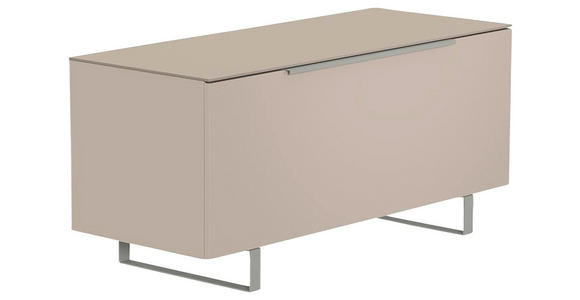 LOWBOARD Alufarben, Sandfarben  110/66/45 cm  - Sandfarben/Alufarben, Design, Glas/Holzwerkstoff (110/66/45cm) - Moderano