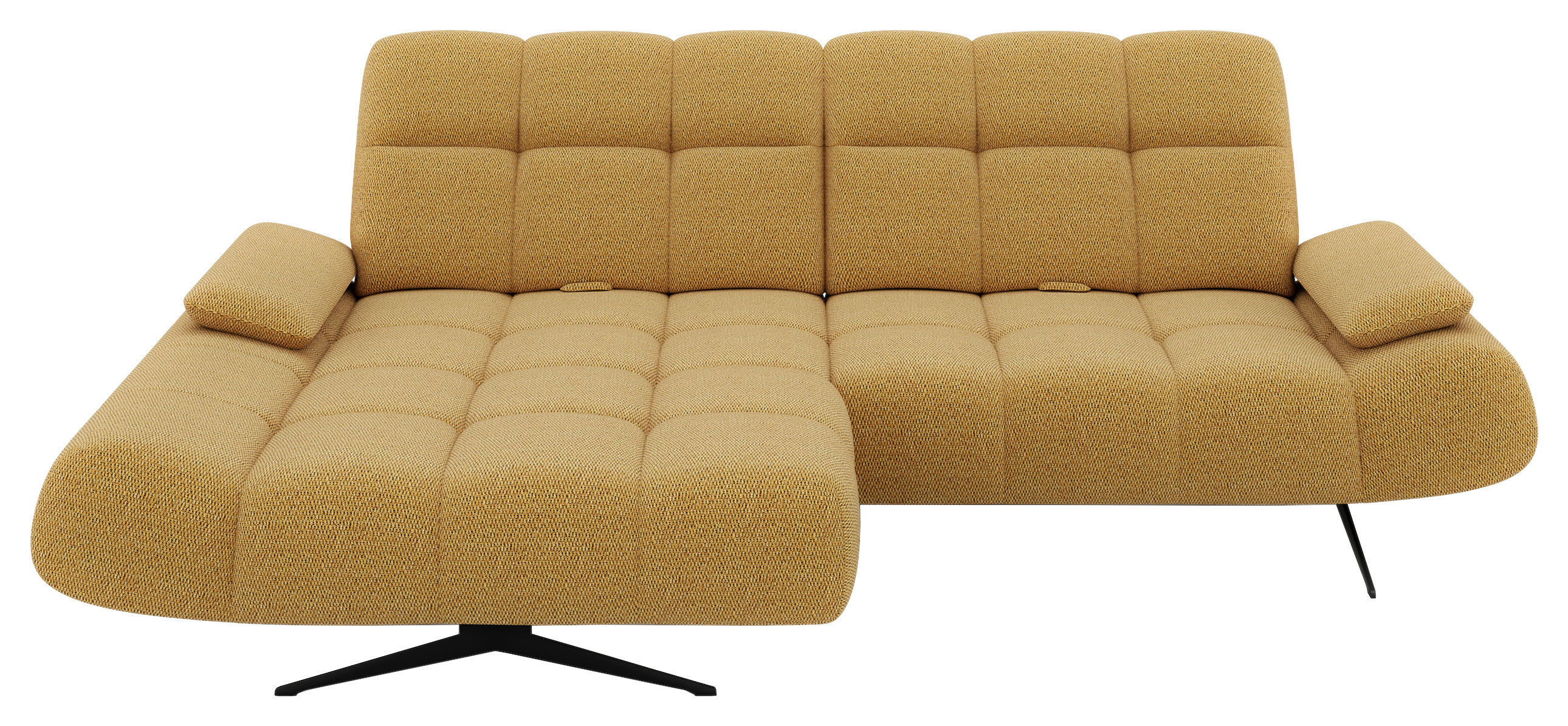 ECKSOFA Honig, Senfgelb Webstoff Armteilverstellung  - Senfgelb/Schwarz, Design, Textil/Metall (172/286cm) - Welnova