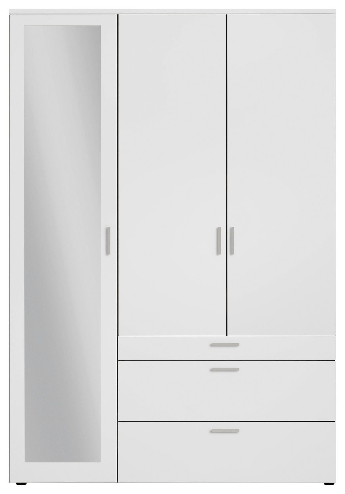 OMARA S KLASIČNIMI VRATI, bela  - bela/barve aluminija, Moderno, umetna masa/steklo (135/195/56cm) - Livetastic