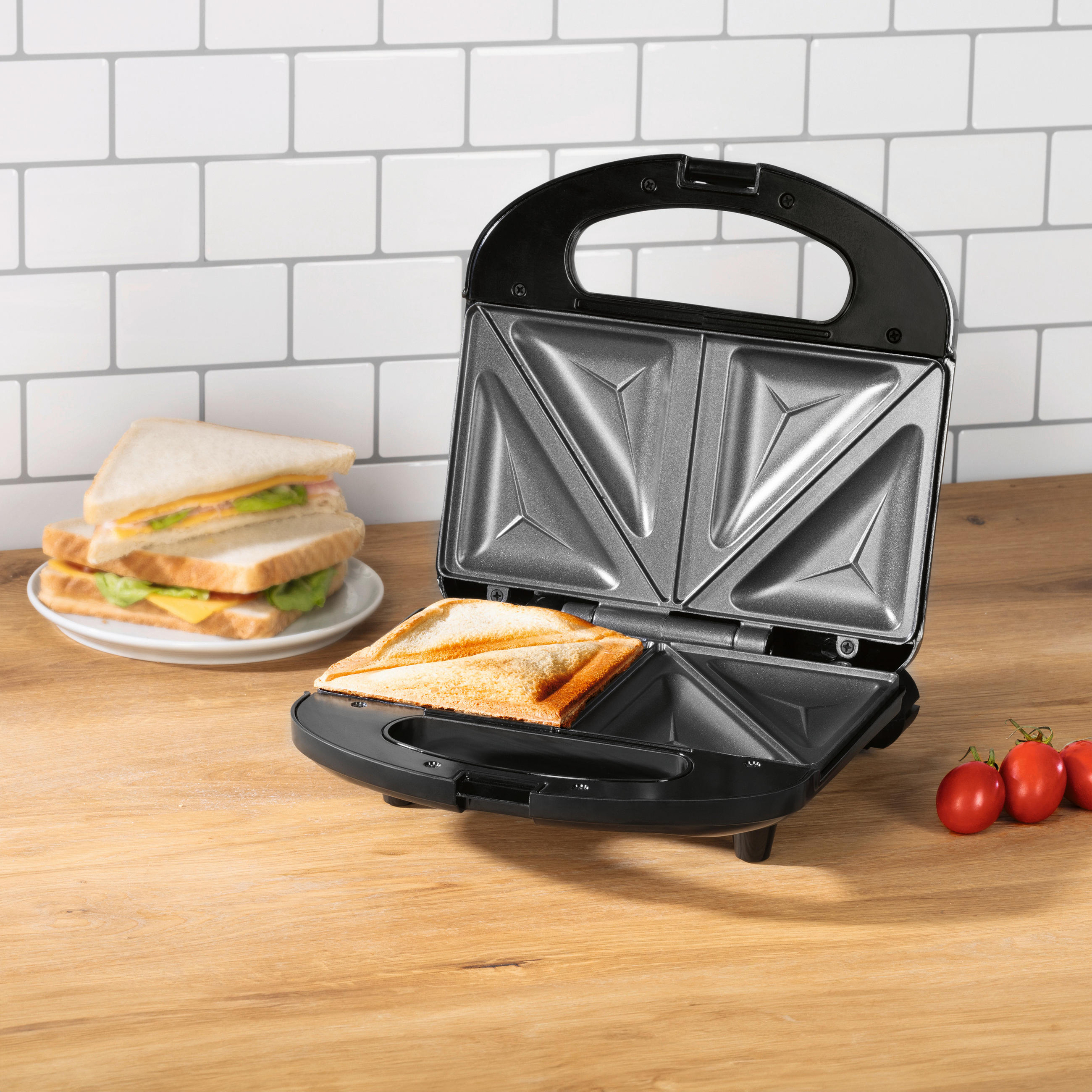 SANDWICHTOASTER GOURMETmaxx  - Schwarz, Basics, Kunststoff/Metall (21,4/21,3/8,8cm)