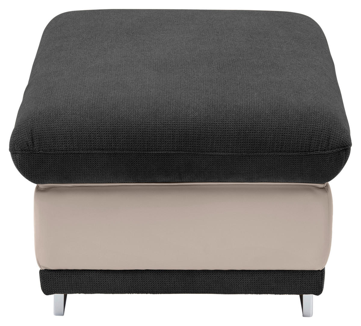 HOCKER Chenille Schwarz, Sandfarben  - Sandfarben/Chromfarben, KONVENTIONELL, Textil/Metall (97/47/67cm) - MID.YOU