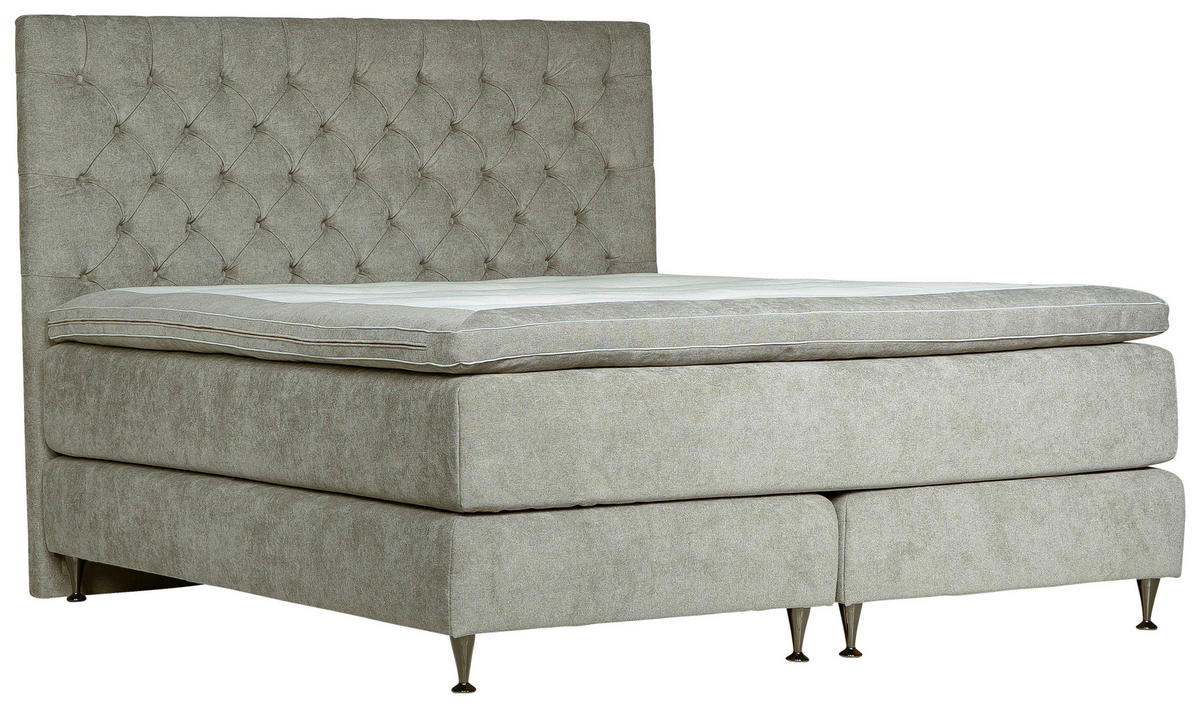 KONTINENTALSÄNG  i beige  - beige/svart, Klassisk, metall/trä (180/200cm) - Niels Andersson