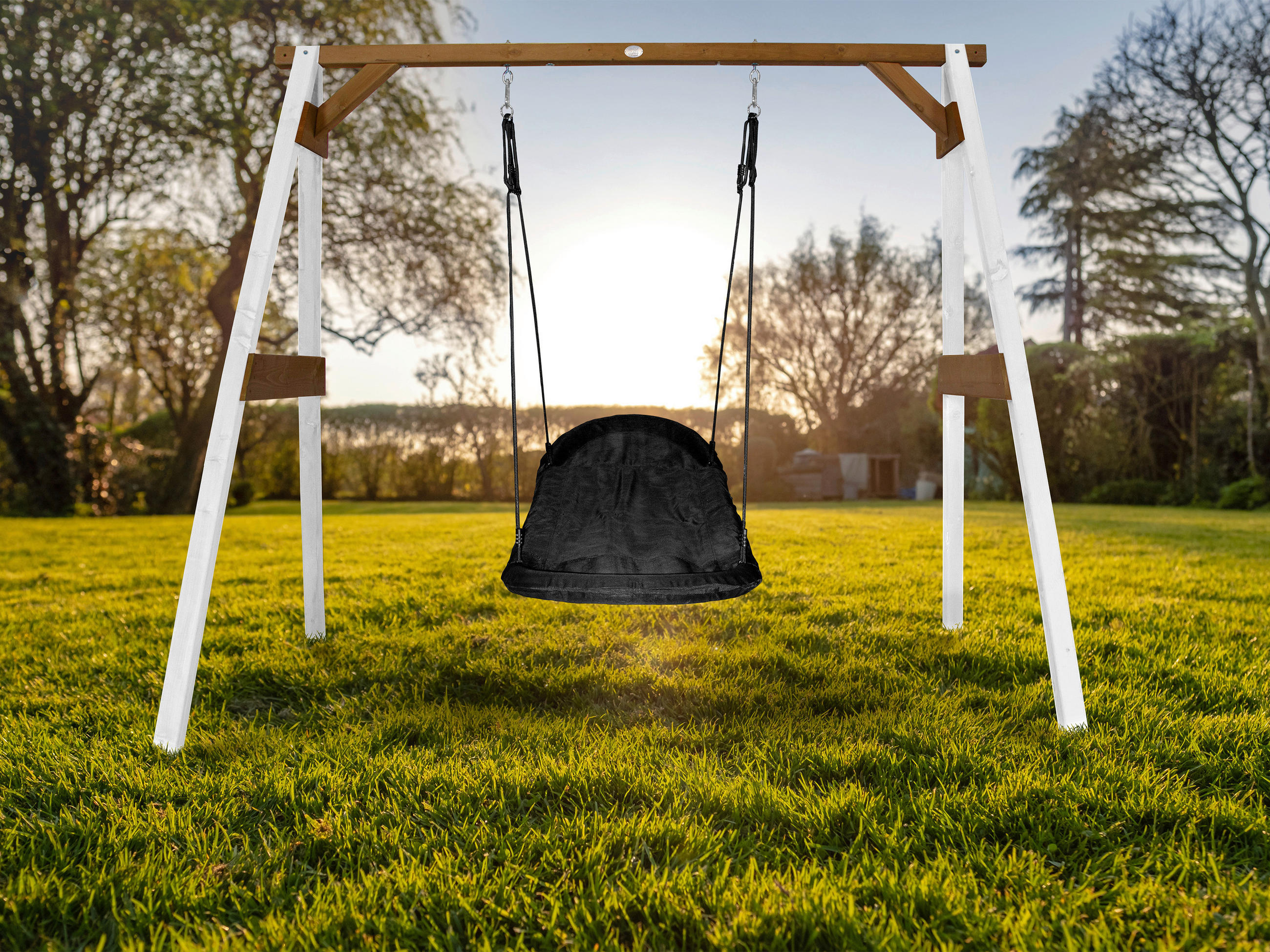 NESTSCHAUKEL Braun, Schwarz, Weiß  - Schwarz/Braun, KONVENTIONELL, Holz (254/207/160cm) - Ambia Garden